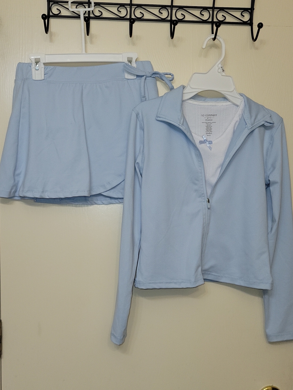 Kids Matching Light Blue Active Jacket and Skort 3 Piece Set